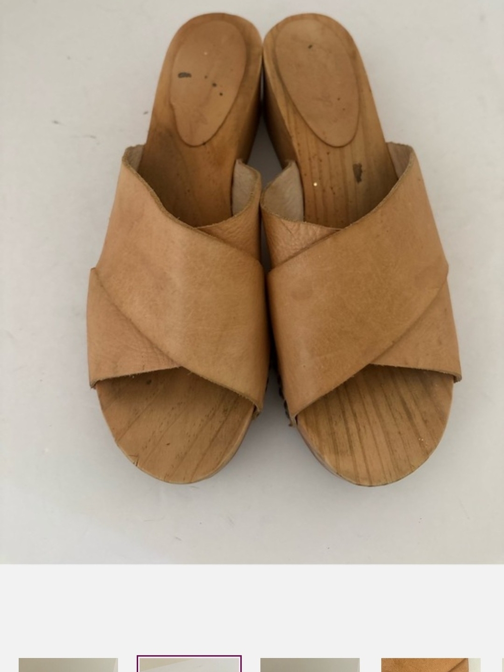 Free People Tan Suede Crisscross Stud Clog Slides - Picture 2 of 4